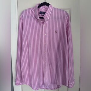 Ralph Lauren Pink and White Button Down Shirt